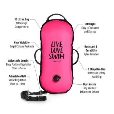 Boya de seguridad Buddyswim agua abiertas Ultralight CSW (rosa)