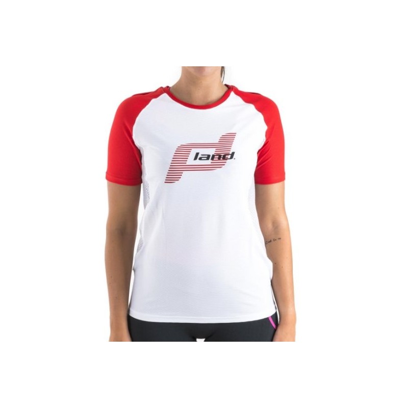 Camiseta Land M/Corta Trail Mujer - Elegance (blanco-rojo)
