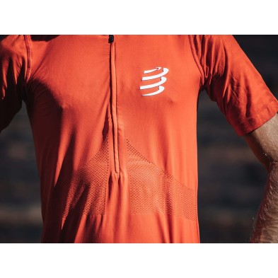 Camiseta Compressport Trail Half-Zip Fitted SS Red Clay