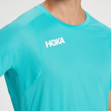 Camiseta manga corta Hoka Glide hombre azul logo