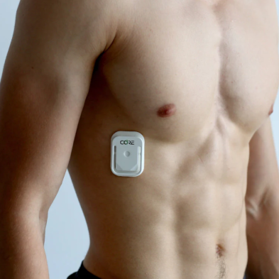 Sensor CORE de temperatura corporal pegado al cuerpo