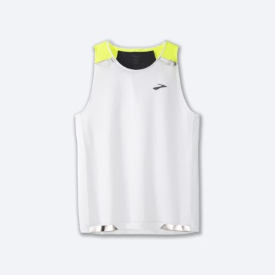 Camiseta sin mangas Brooks Run Visible Tank hombre blanco amarillo