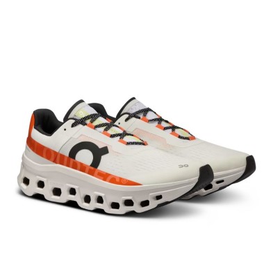 Zapatillas On-Running Cloudmonster hombre Undyed-White/Flame logo