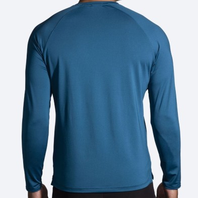 Camiseta manga larga Brooks Atmosphere 2.0 hombre azul oceano espalda