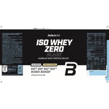 Biotech USA Iso Whey Zero Black bebida de proteína en polvo Vainilla etiqueta