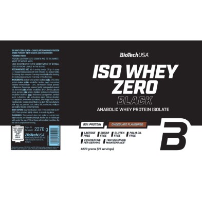 Biotech Iso Whey Zero Black proteína en polvo 2270gr. Chocolate ingredientes
