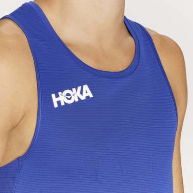 Camiseta de tirantes Hoka Glide azul marino logo