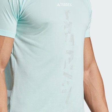 Camiseta manga corta Adidas Terrex AGR Trail Running hombre turquesa detalle logo