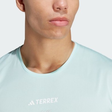 Camiseta manga corta Adidas Terrex Agravic Trail Running hombre turquesa cuello redondo