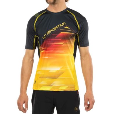 Camiseta M/corta Wave hombre negro/amarillo