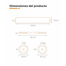 Kit mancuernas V2 + Barra + Pesa rusa Xiaomi 40 kg con sensor