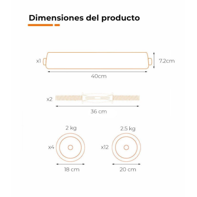 Kit mancuernas V2 + Barra + Pesa rusa Xiaomi 40 kg con sensor