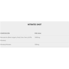 Scientiffic Nutrition Nitrates Shot vial 60 ml tabla nutricional