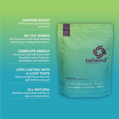 Tailwind Nutrition Endurance Fuel 1350g te matcha con cafeina características