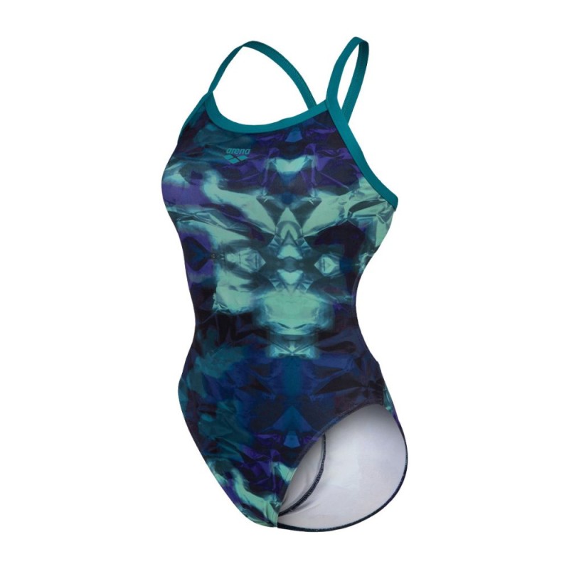 Bañador de natación arena Hero Camo Mujer Azul oscuro frontal