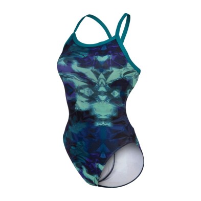 Bañador de natación arena Hero Camo Mujer Azul oscuro frontal
