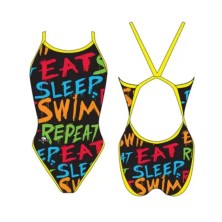 Bañador de natación Turbo Eat Sleep Swin tira fina mujer Multicolor