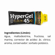 Gel energético Crown Sport Nutrition HyperGel 45 limón ingredientes