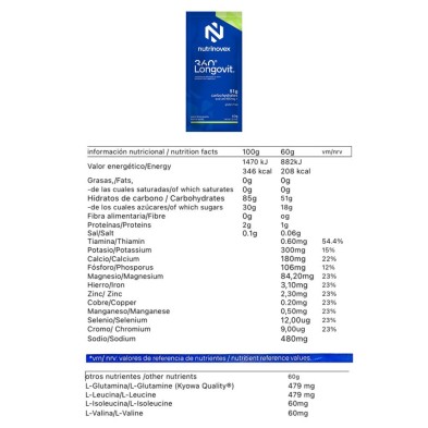 Nutrinovex Monodosis isotónico Longovit 360º Drink - Limón Menta información nutricional