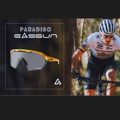 Gafas ciclismo Eassun Paradiso naranja verde con lente plateada CAT 3
