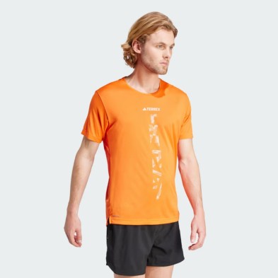 Camiseta manga corta Terrex Agravic Trail Running hombre naranja adidas Semi Impact Orange / White