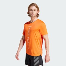 Camiseta manga corta Terrex Agravic Trail Running hombre naranja adidas Semi Impact Orange / White