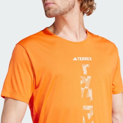 Camiseta manga corta Terrex Agravic Trail Running hombre naranja adidas Semi Impact Orange / White