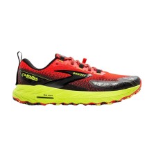 Zapatillas trail Cascadia 18 Hombre  Cherry Tomato/Lime/Black brooks roja amarilla negra