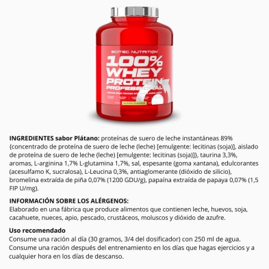 100% Whey Protein Professional 2350gr Banana scitec nutrition ingredientes