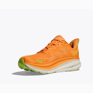 Zapatillas Clifton 9 hombre Solar Flare / Lettuce hoka naranja