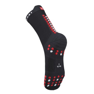 Calcetines Compressport Pro Racing V4.0 Run High negro rojo detalle planta