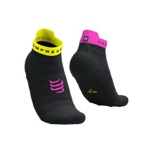 Calcetines Compressport Pro Racing v4.0 Ultralight Run Low Black/Yellow/Pink