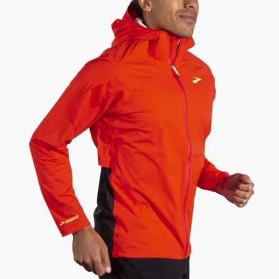 Chaqueta impermeable Brooks High Point hombre rojo y gris