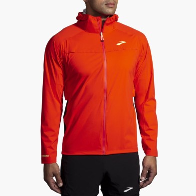 Chaqueta impermeable Brooks High Point hombre Cherry tomato/Phantom grey de frente