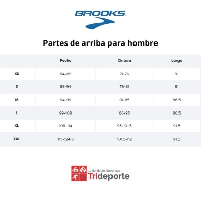 Brooks tallaje partes arriba