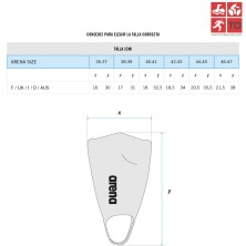 Arena tallaje aletas natación