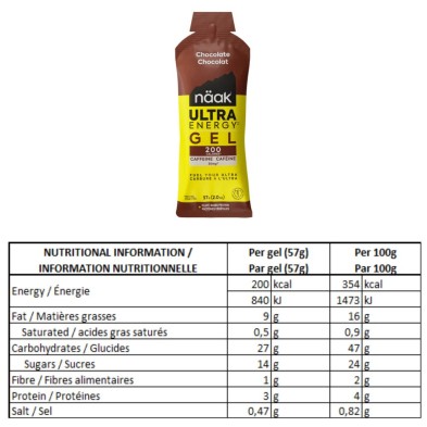 Gel Ultra Energy 57g Chocolate cafeína Näak