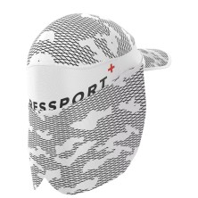 Gorra running Compressport Ice Cap Sun Shade blanca y negra