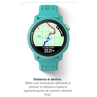 Reloj Deportivo GPS COROS PACE 3 correa silicona Esmeralda mapa