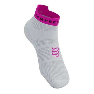 Calcetines Compressport Pro Racing V4.0 Run bajos blanco rosa fucsia