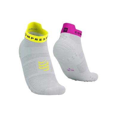 Calcetines Compressport Pro Racing V4.0 Run low White/Safe Yellow/Neo Pink