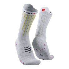 Calcetines Compressport Aero socks White/Safe Yellow/Neo Pink