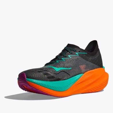 Zapatillas Hoka Mach X 2 hombre negro naranja turquesa perfil