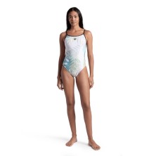 Bañador de natación Light Floral mujer Lace Back white/black