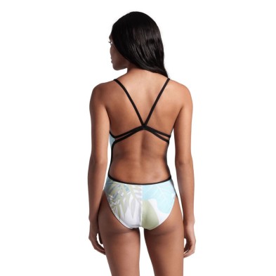 Bañador de natación Light Floral mujer Lace Back white/black