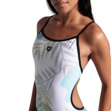 Bañador de natación Light Floral mujer Lace Back white/black