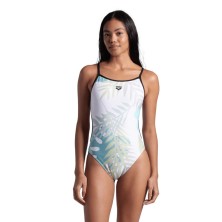 Bañador de natación Light Floral mujer Lace Back white/black