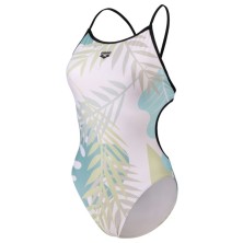 Bañador de natación Light Floral mujer Lace Back white/black