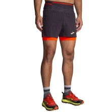 Short Brooks High Point 5" 2 en 1 2.0 hombre Phantom Grey/Cherry Tomato pantalón corto running