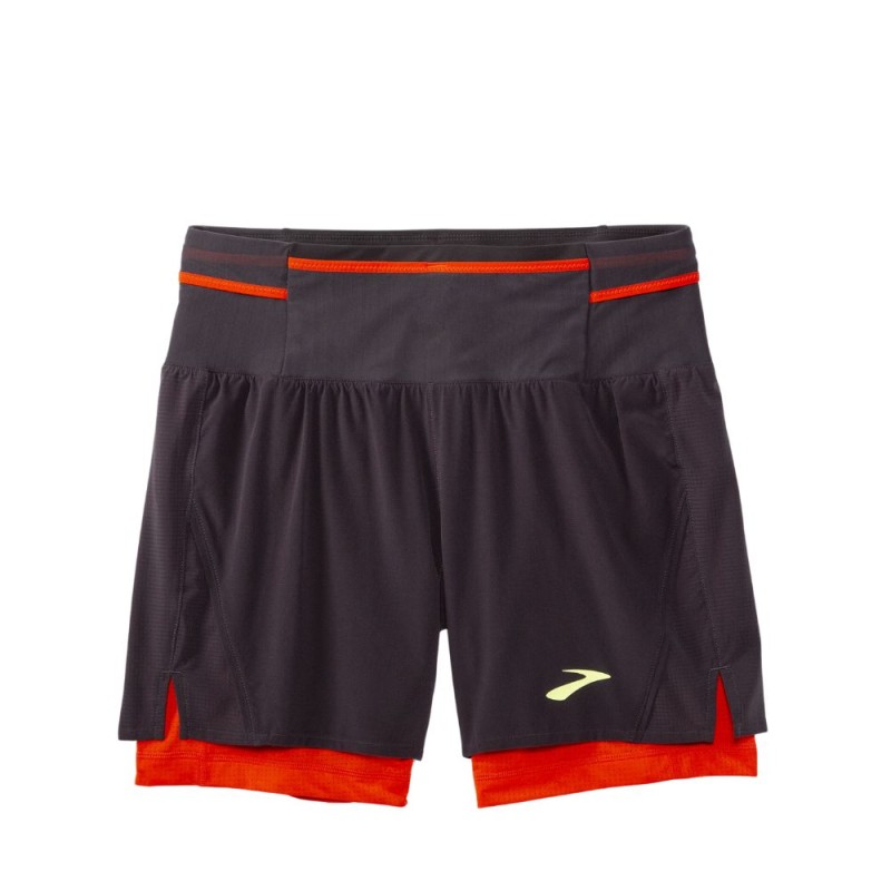 Short Brooks High Point 5" 2 en 1 2.0 hombre Phantom Grey/Cherry Tomato